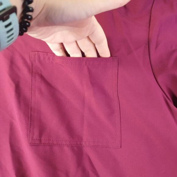 Scrubstar Womens Scrub Top 3XL Wine Short Sleeve Pocket Stretch Medical Apparel - Picture 4 of 11